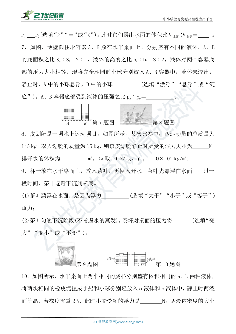 粤沪版八年级物理下册 第九、十章 达标检测卷（含答案）