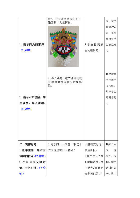 美术六面怪脸教案图片