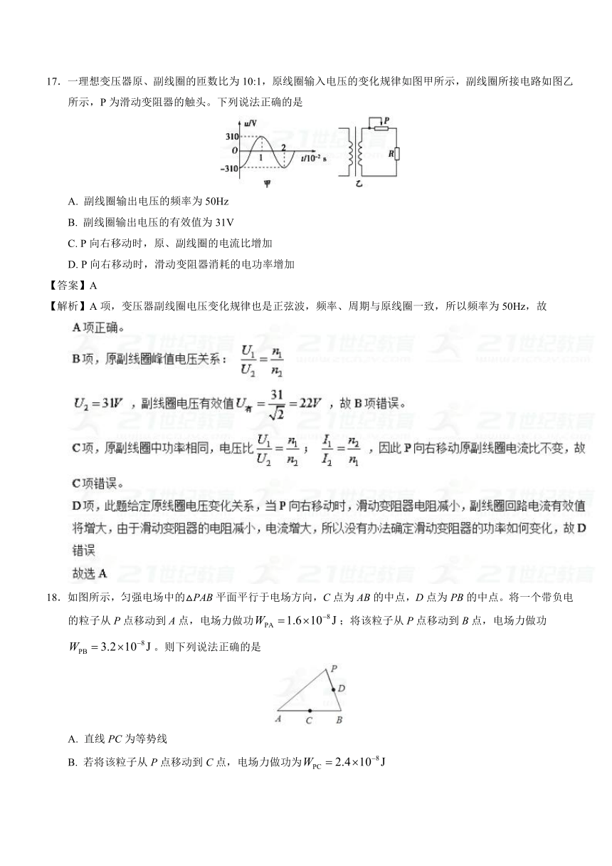 2018年高考物理全真模拟题（新课标Ⅱ卷）（4月）（第二练）