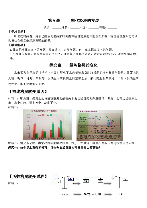 第9课 宋代经济的发展   导学案（无答案）