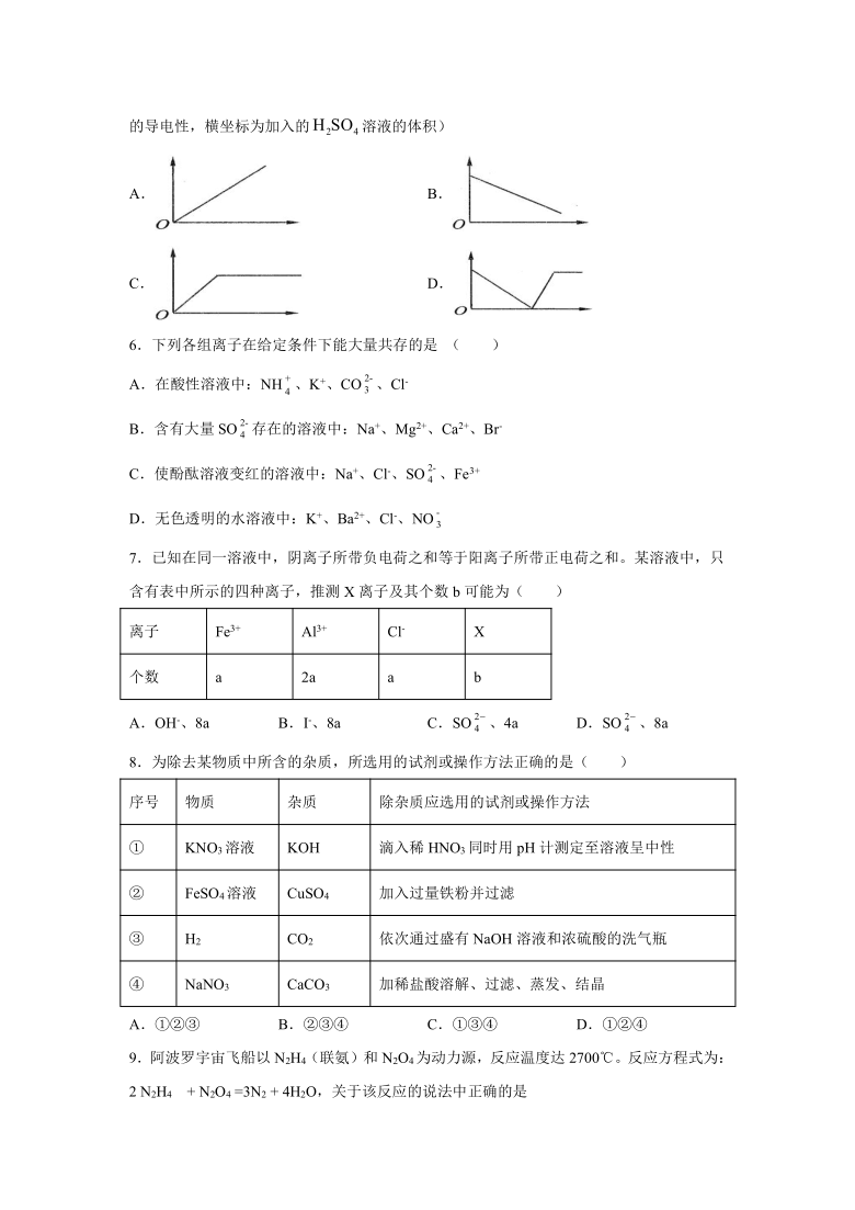 湖南省常德淮阳中学2020年秋高一期中考试化学试卷  含答案