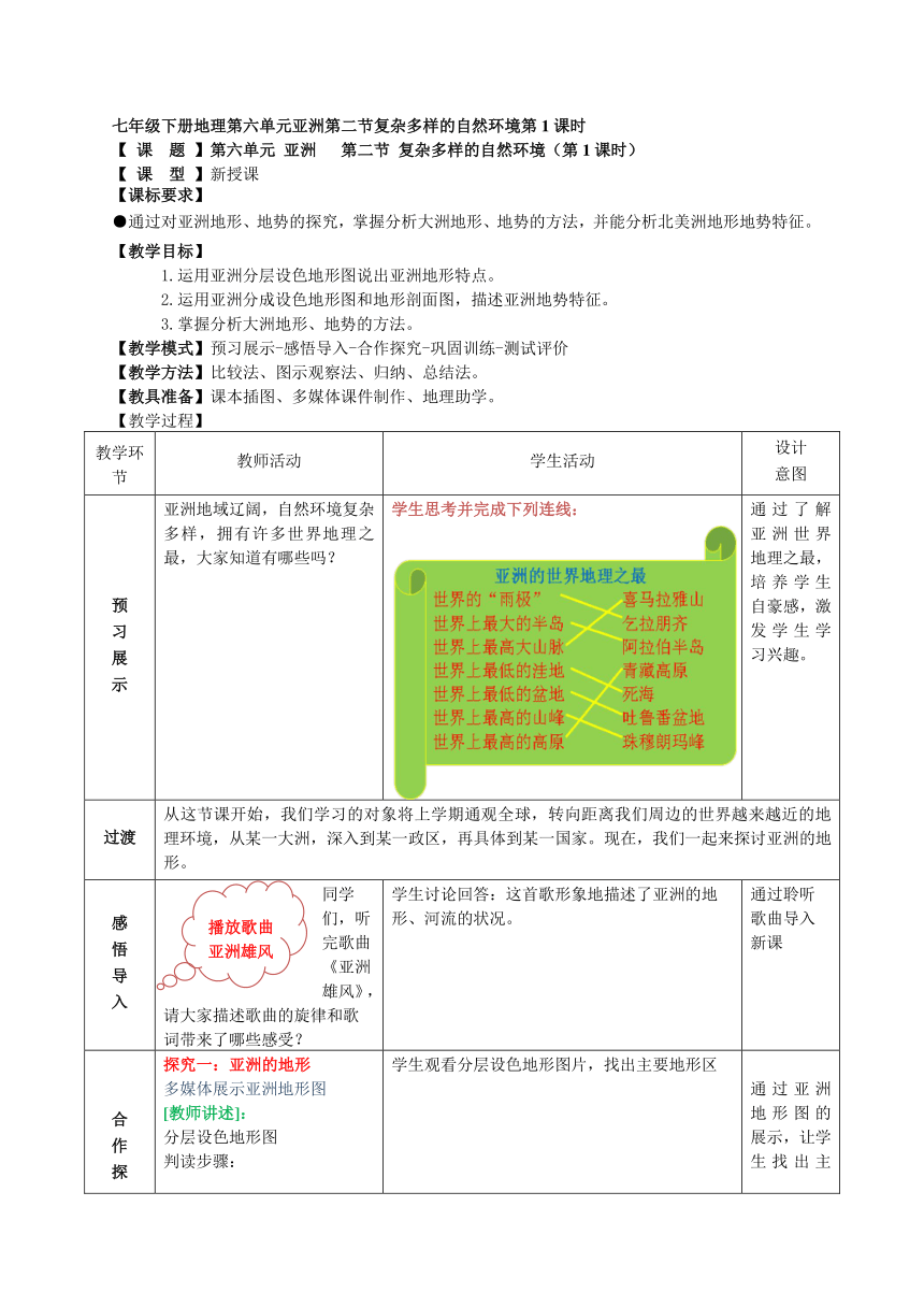 商务星球版地理七下6.2复杂多样的自然环境教案