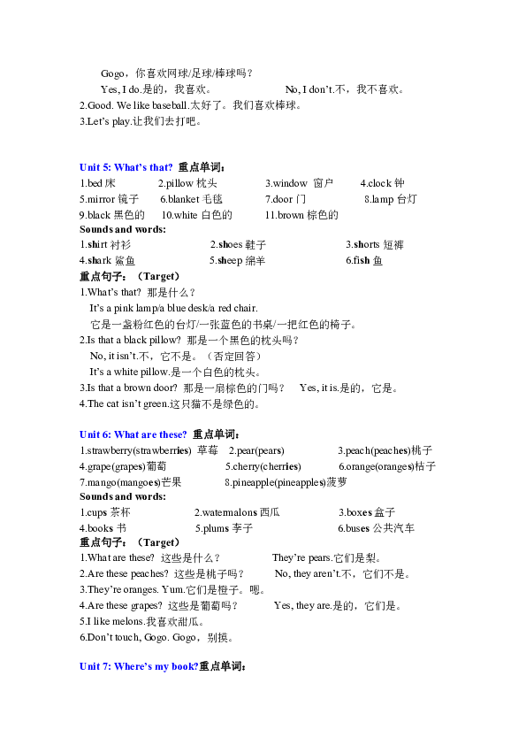 開心學英語book 2重點單詞句型