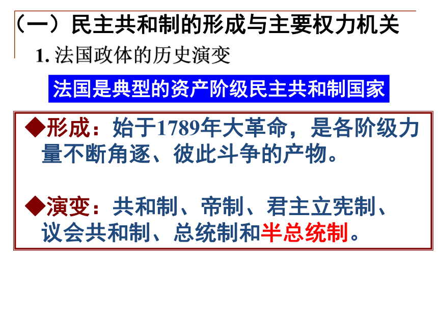 高中政治人教版选修三2.3法国的民主共和制与半总统半议会制课件（共25张PPT）