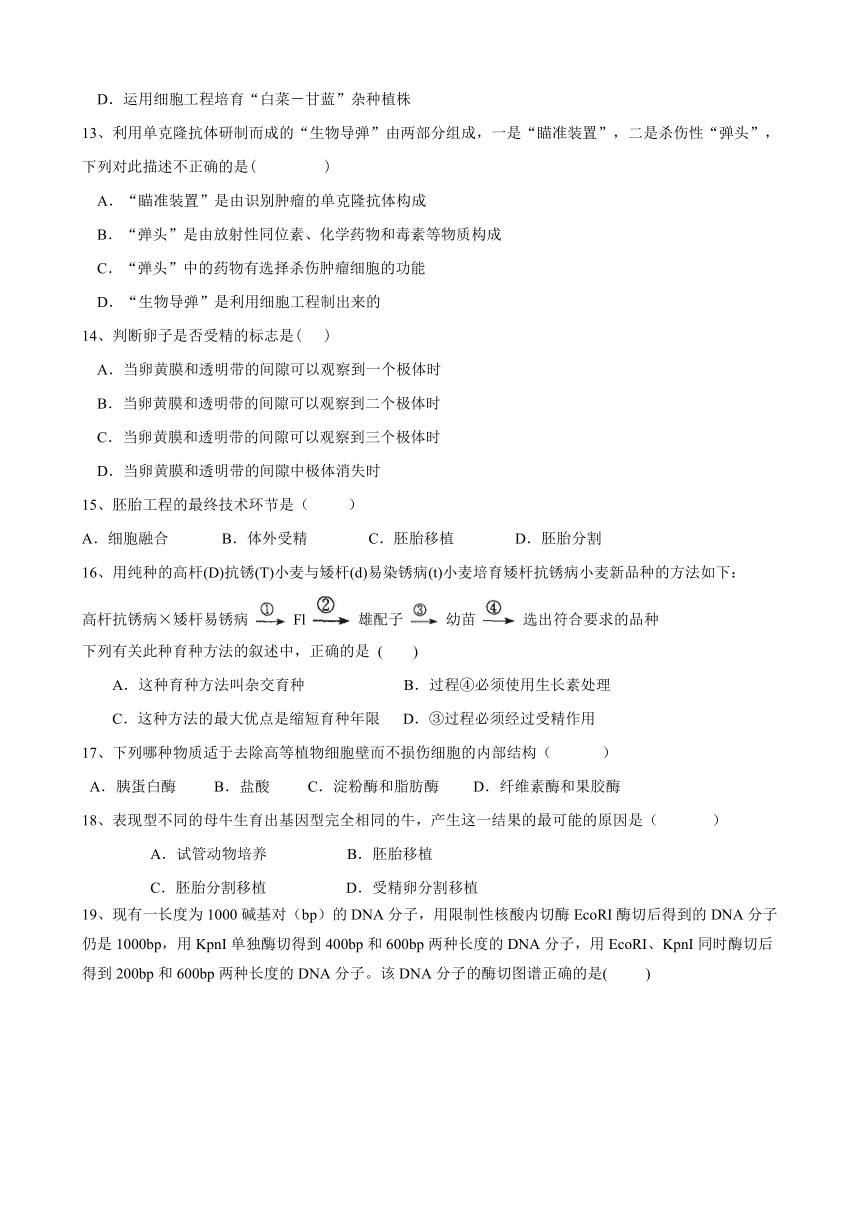 河南省新郑三中2013-2014学年高二下学期期中学业水平测试生物试题（无答案）