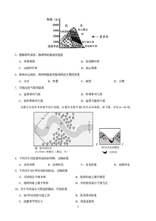 甘肃省张掖市山丹县第一中学2019-2020学年高二9月月考地理试题 PDF版含答案