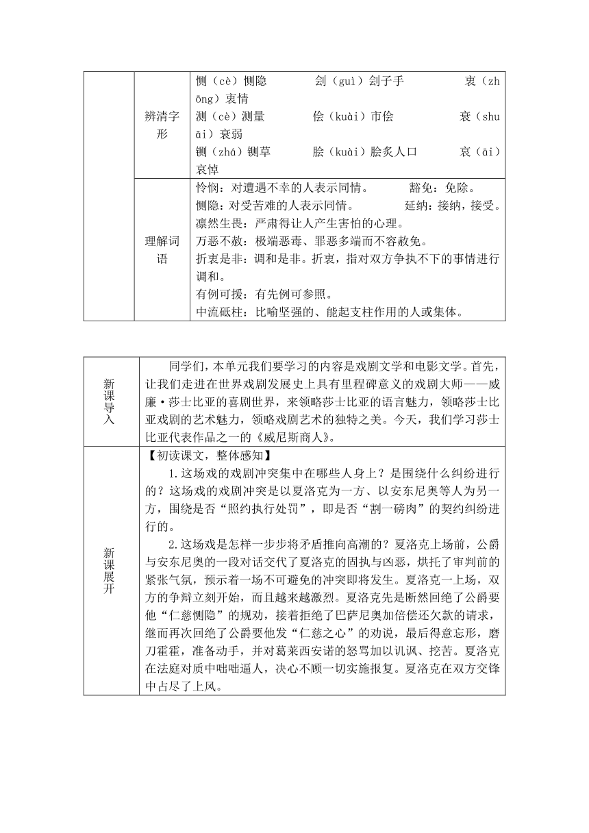 1 威尼斯商人（节选）学案