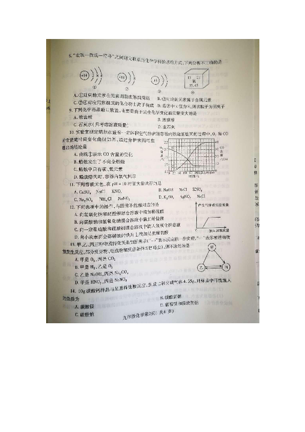 河南省许昌市2018-2019学年第二学期九年级第二次中招模拟考试化学试卷（图片版含答案）