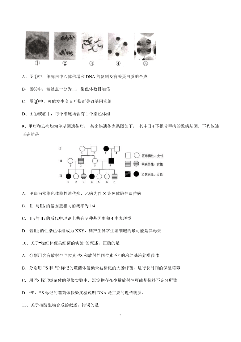 陕西省交大附中、龙岗中学2021届高三上学期第一次联考生物试题