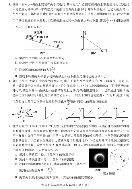 安徽省宣城市2018-2019学年高二下学期期末考试物理试题 PDF版含答案