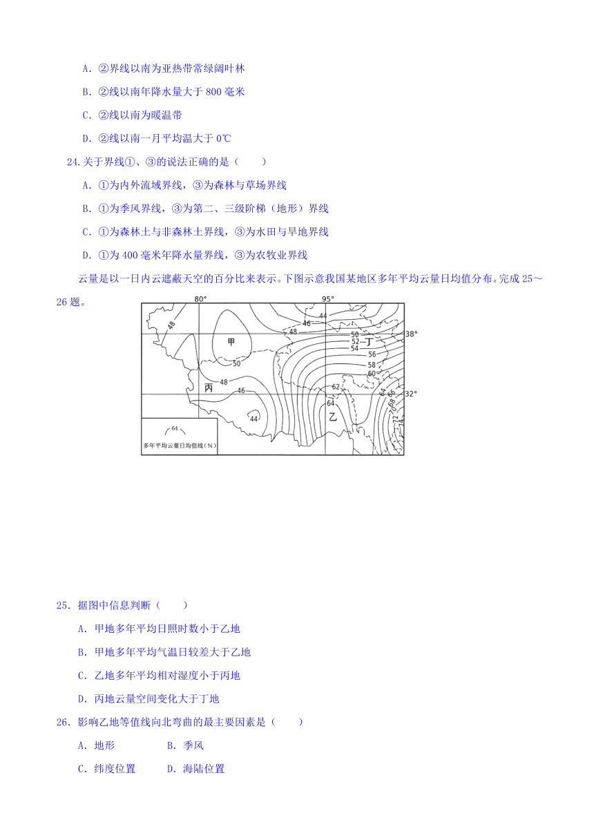 宁夏育才中学孔德校区2016-2017学年高二下学期第二次月考地理试题