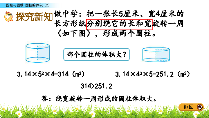 六年级下册数学课件1.3 圆柱的体积（2）北师大版(共14张PPT)