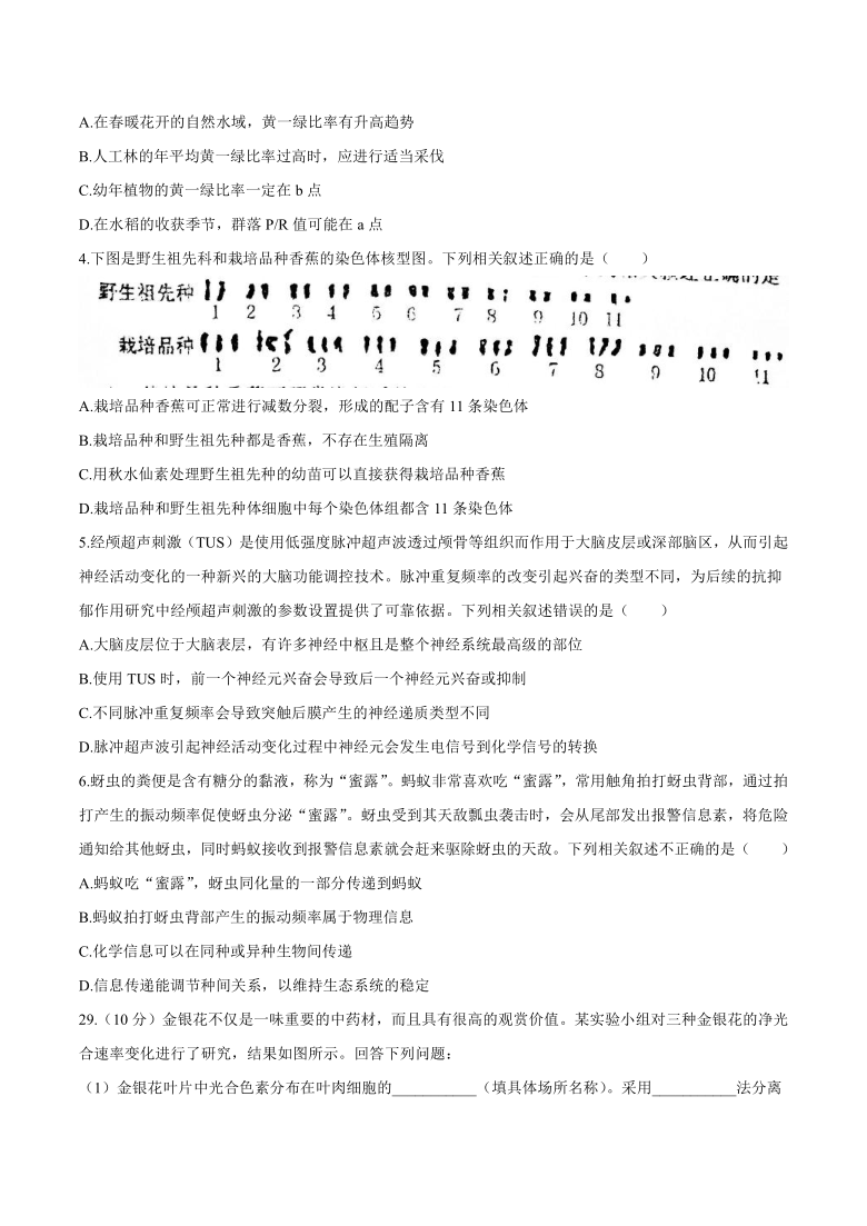 江西省鹰潭市2021届高三下学期3月第一次模拟考试理科综合生物试题 Word版含答案