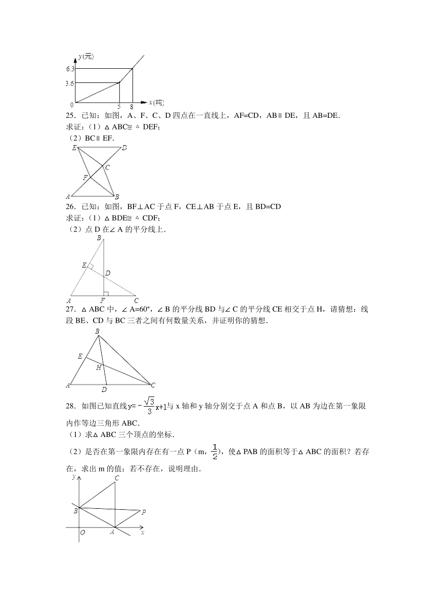 湖南省湘潭市韶山实验中学2015～2016学年度八年级上学期月考数学试卷（11月份）【解析版】