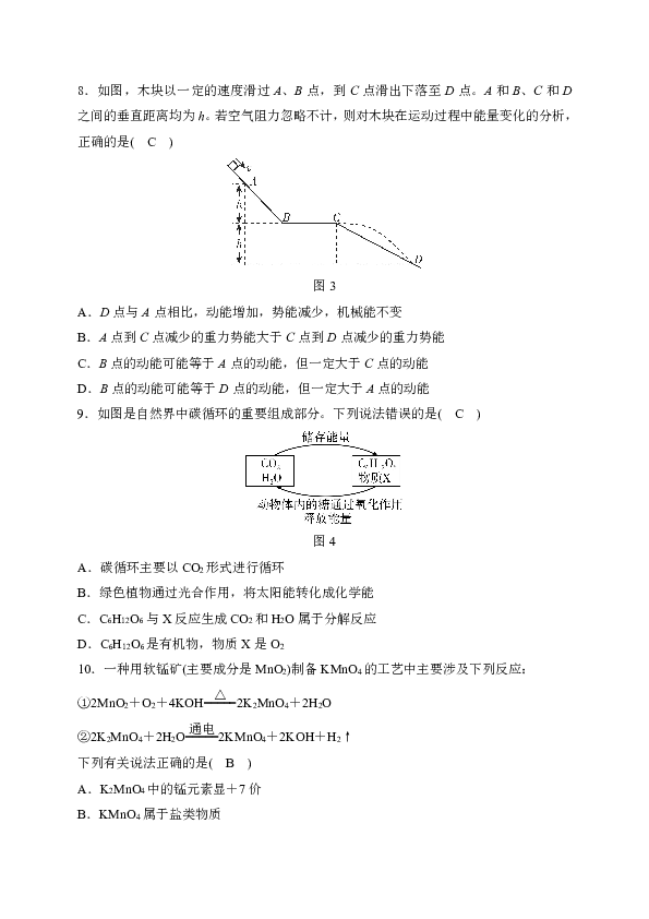 华师大版九年级科学上册 期末质量评估试卷(二)（含答案）