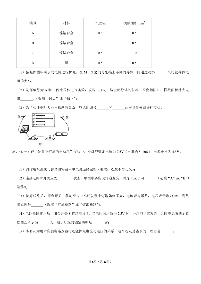 2020-2021学年吉林省吉林市永吉县九年级（上）期末物理试卷（Word+答案解析）