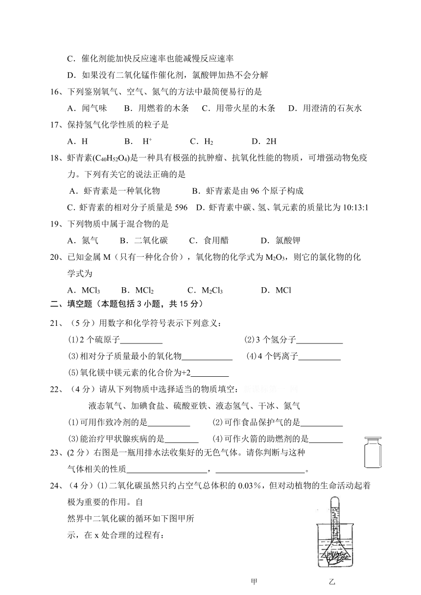 广东省茂名市第二十中学2017届九年级上学期期中考试化学试题