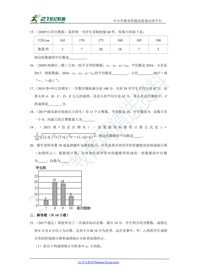 第二十章 数据的分析 专题复习（含解析）