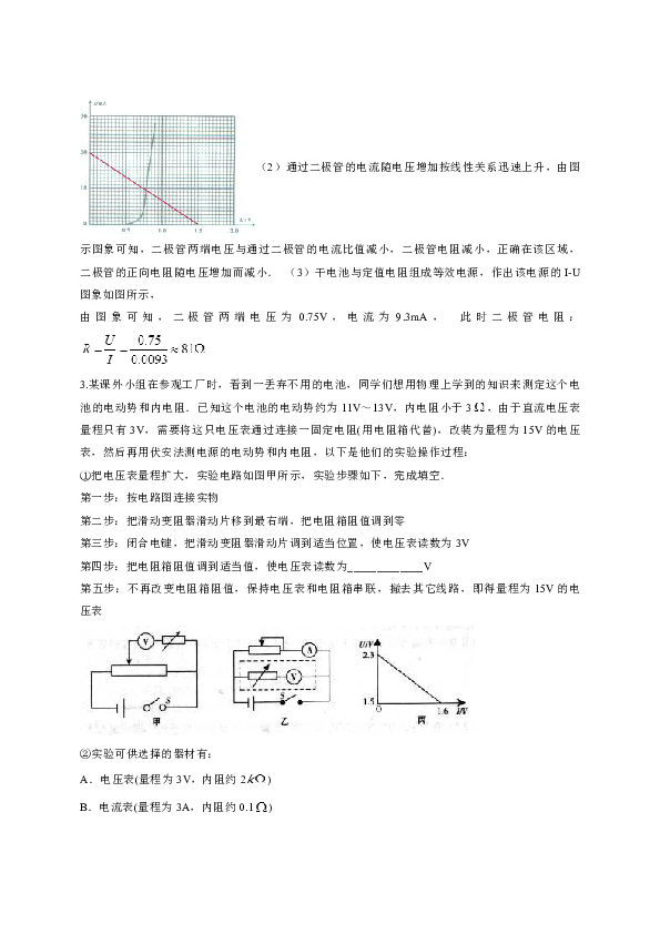 2019届高考二轮物理《电学实验题》专项训练（解析版）