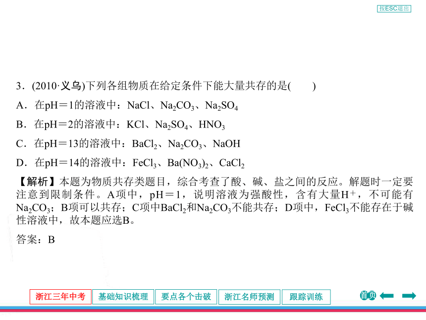 2013年浙江中考第一轮复习化学部分第五章常见的化合物