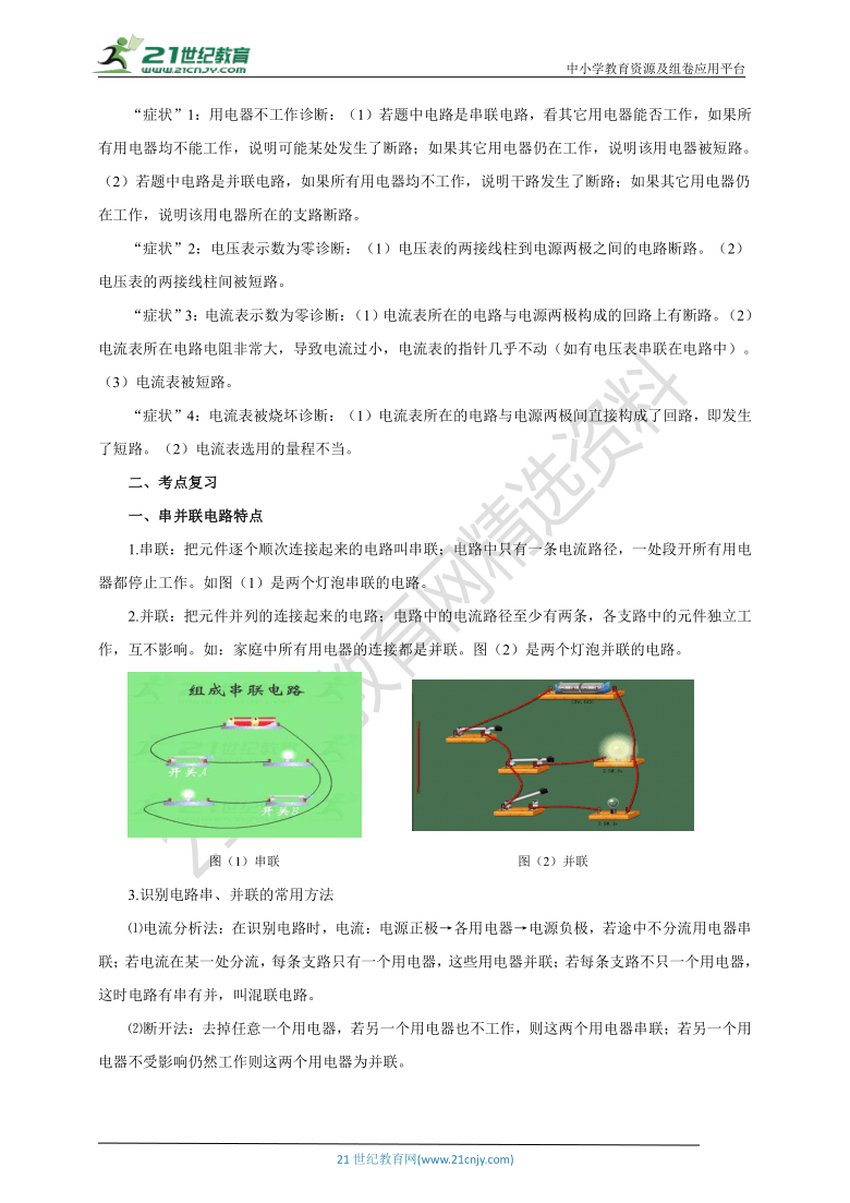 【备考2021】中考物理 二轮复习 高频考点剖析电学专题十：电路故障分析问题学案（考点扫描+考点剖析+问题原卷+问题解析）