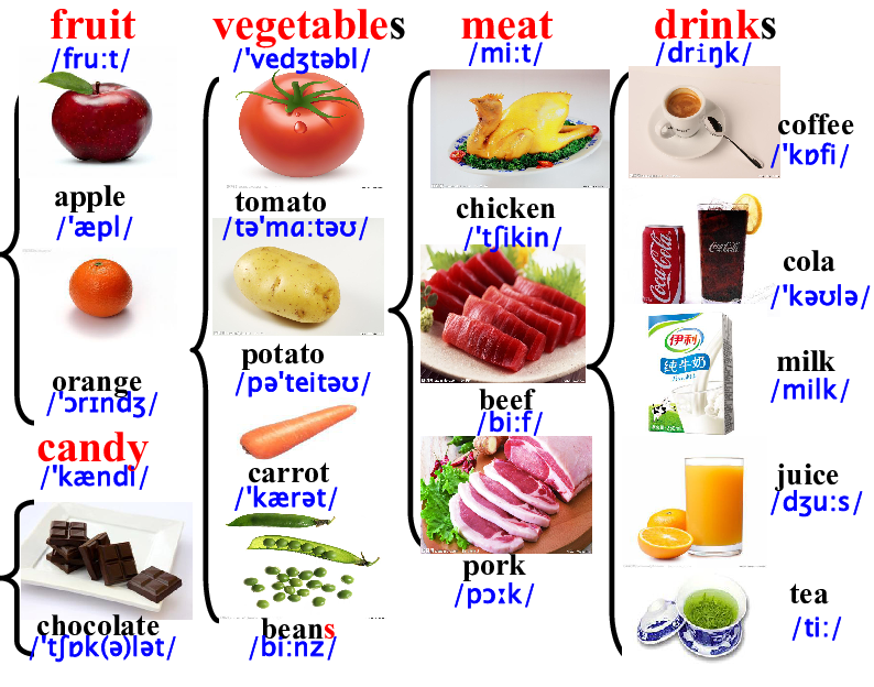 食物的英文单词怎么写图片