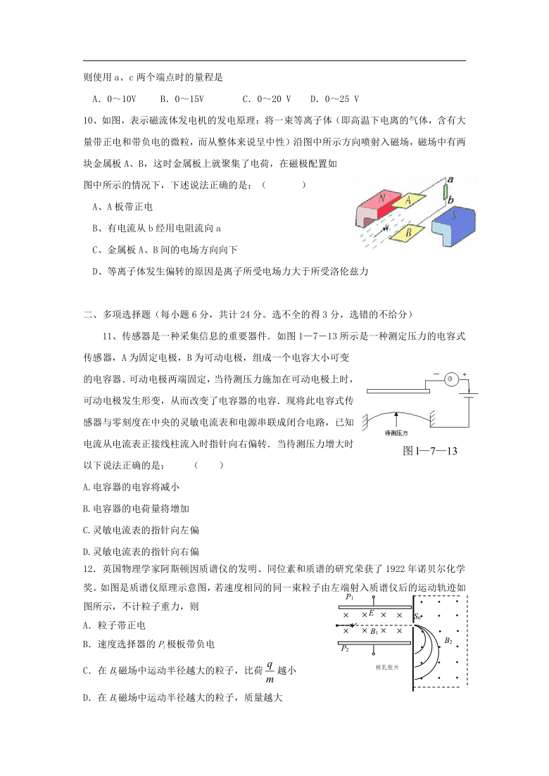 吉林省长春市第二十九中学2020-2021学年高二上期期末考试物理试卷 Word版含答案