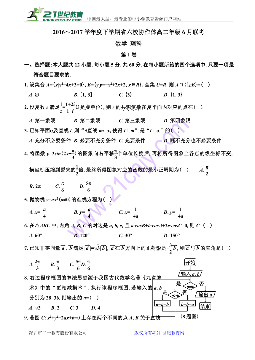 辽宁省六校协作体2016-2017学年高二6月联考数学（理）试题