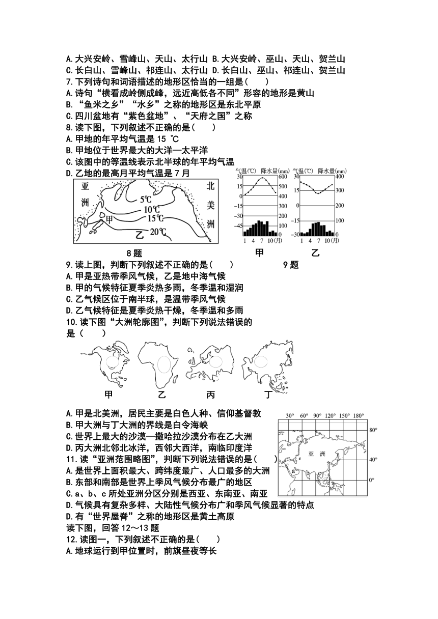 内蒙古乌前旗2017年初中地理会考模拟题