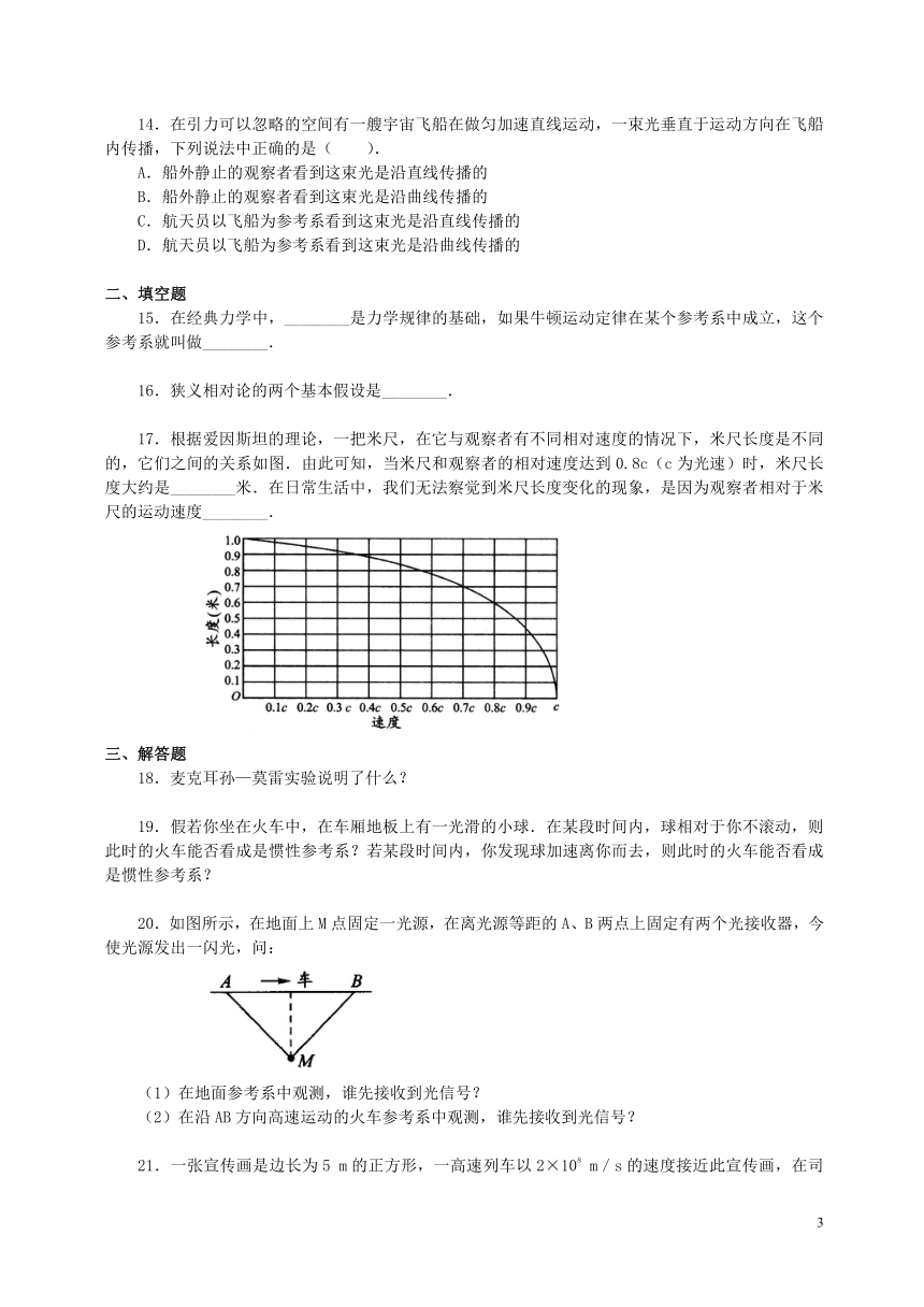 2018学年高中物理第六章相对论相对论简介习题教科版选修3_4