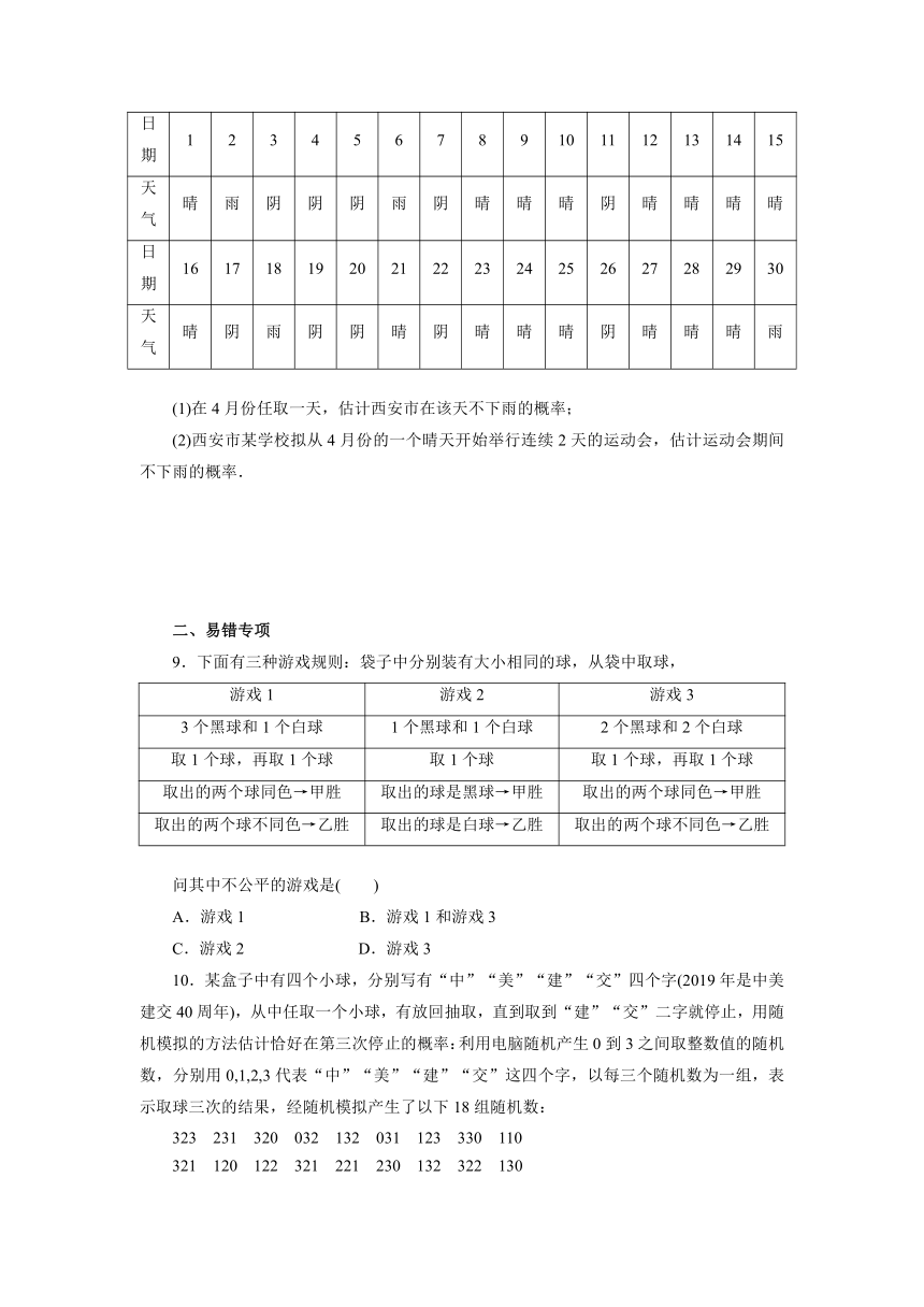 人教B版（2019）数学必修第二册5_3_4频率与概率课时巩固练（含解析）_21世纪教育网-二一教育