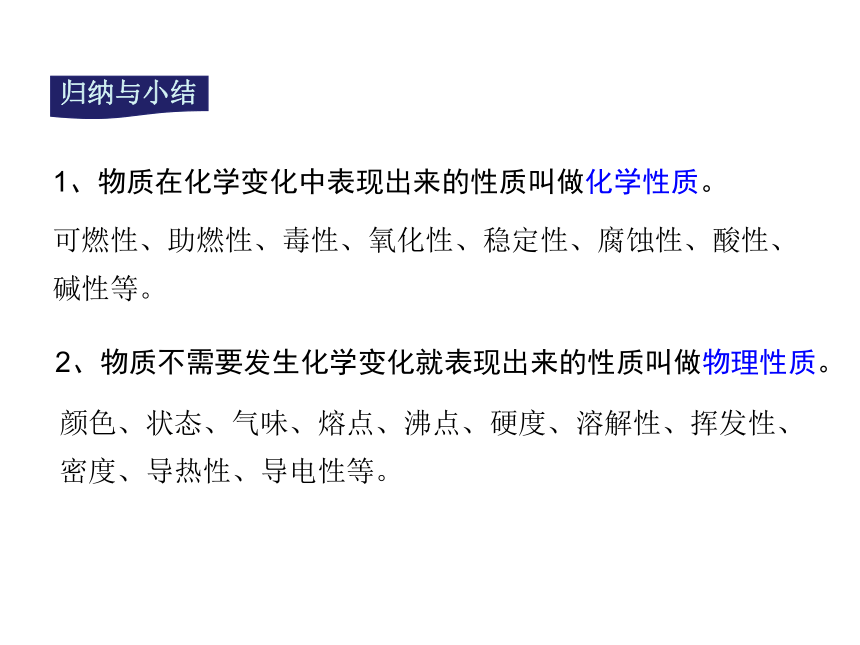 2021-2022学年人教版九年级上册 第一单元 课题1 物质的变化和性质 第2课时物质的性质课件（13张PPT）