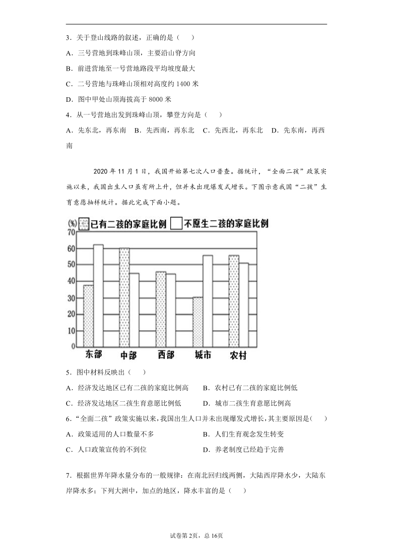 2021年山东省滨州市滨城区中考一模地理试题（word版 含答案）