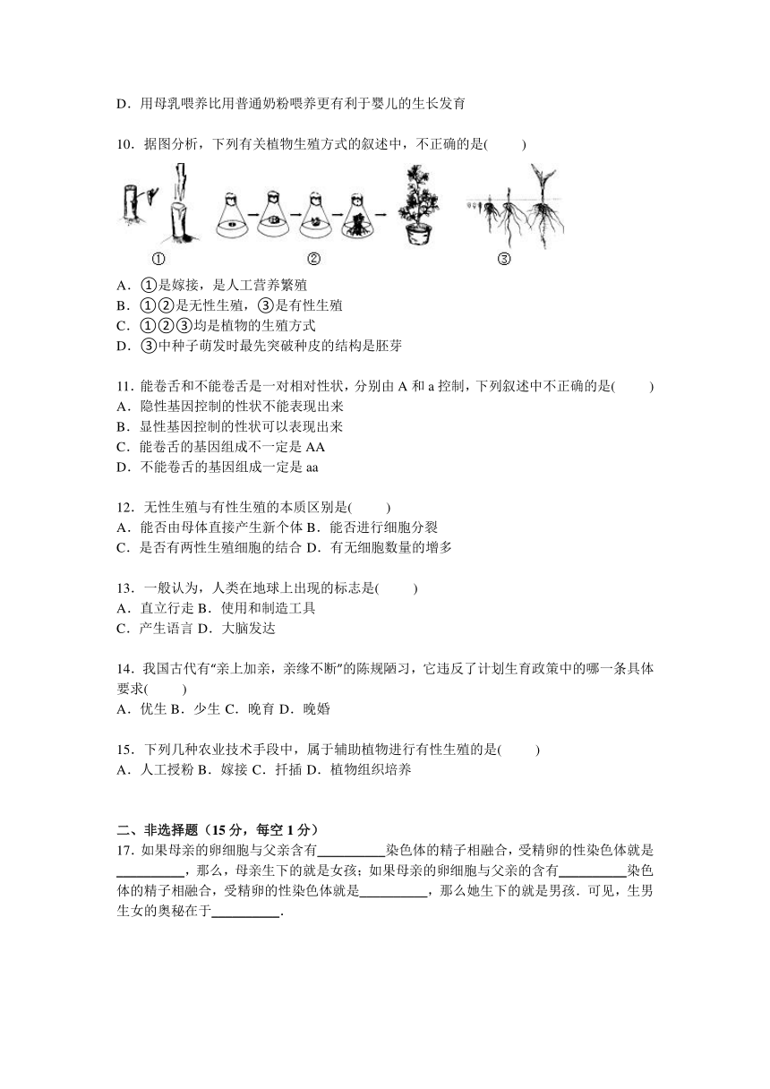 江西省宜春市丰城中学2016届九年级上学期期中生物试卷【解析版】