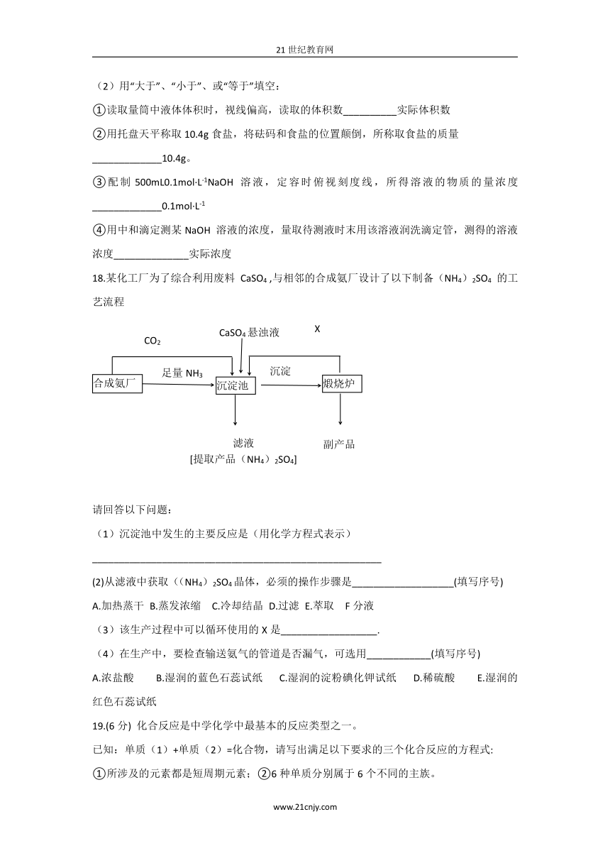 （特别免费下载）山东省潍坊市2009届高三一模考试（化学）