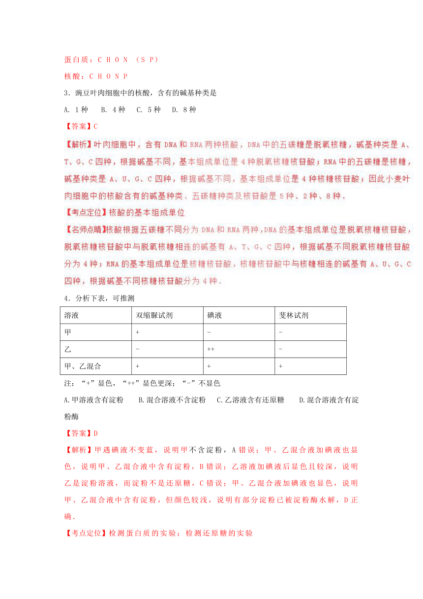 宁夏六盘山高级中学2017届高三上学期期中考试生物试题解析（解析版）