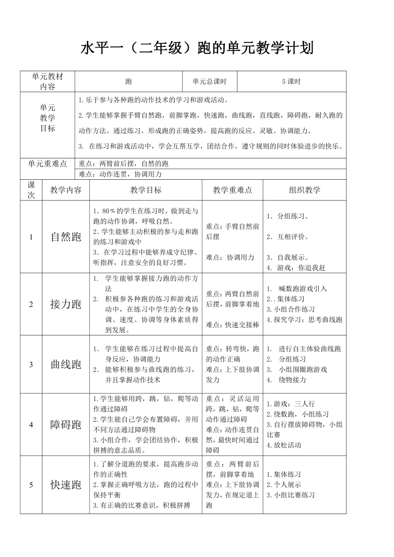 人教版体育与健康三年级 4.1障碍跑（水平一 ）教案