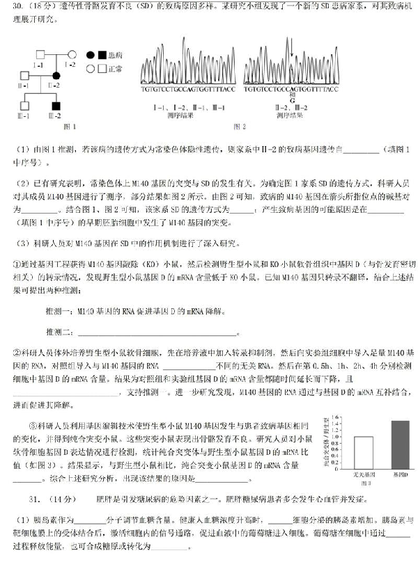 2019北京东城高三二模生物试题及答案解析（PDF版）