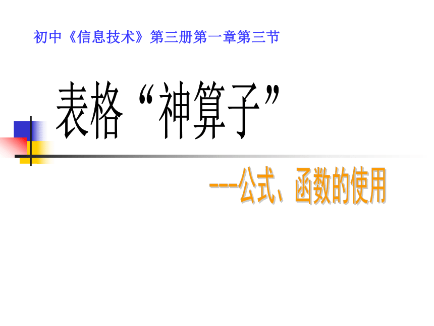 华中师大版八年级上册信息技术 1.3公式、函数的使用 课件（19ppt）