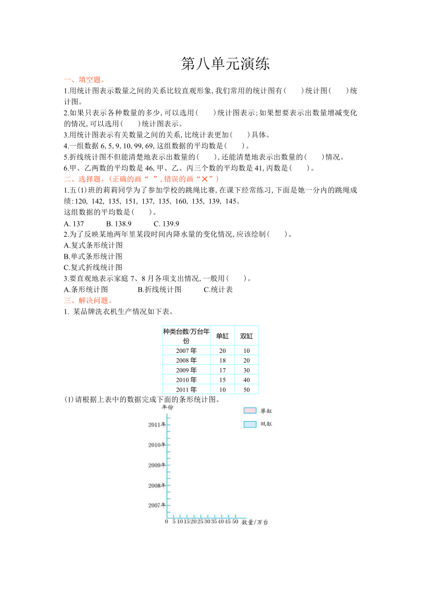 数学五年级下北师大版第八单元数据的表示和分析单元测试（含答案）