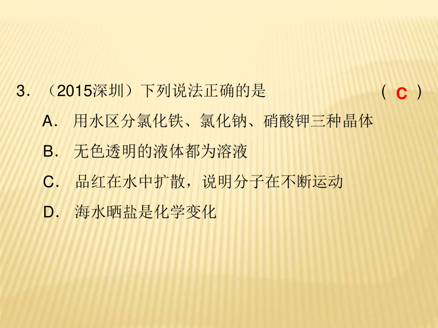 2016中考化学 专题训练 专题四 物质的检验与鉴别复习课件 （23张ppt）