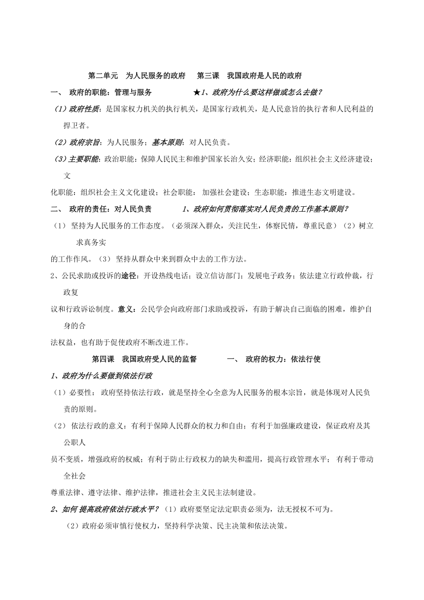 高中政治学业水平测试知识整合之政治生活