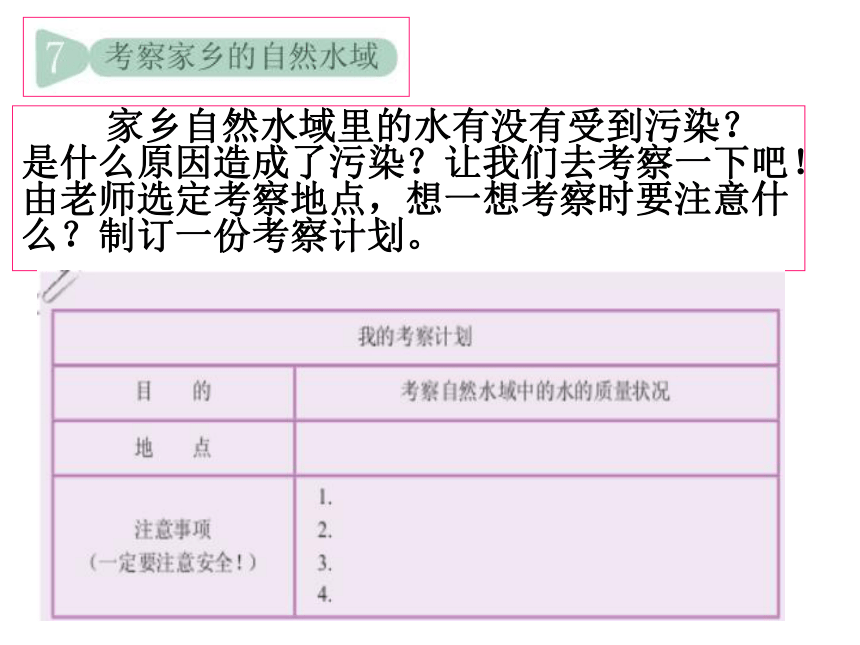 小学科学  人教版  六年级下册  环境和我们  7.考察家乡的自然水域 课件