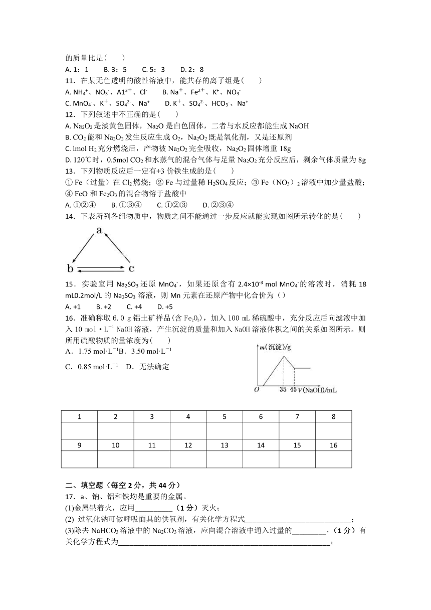 河南省许昌市许昌实验中学2017-2018学年高一上学期12月月考化学试卷（手写答案）