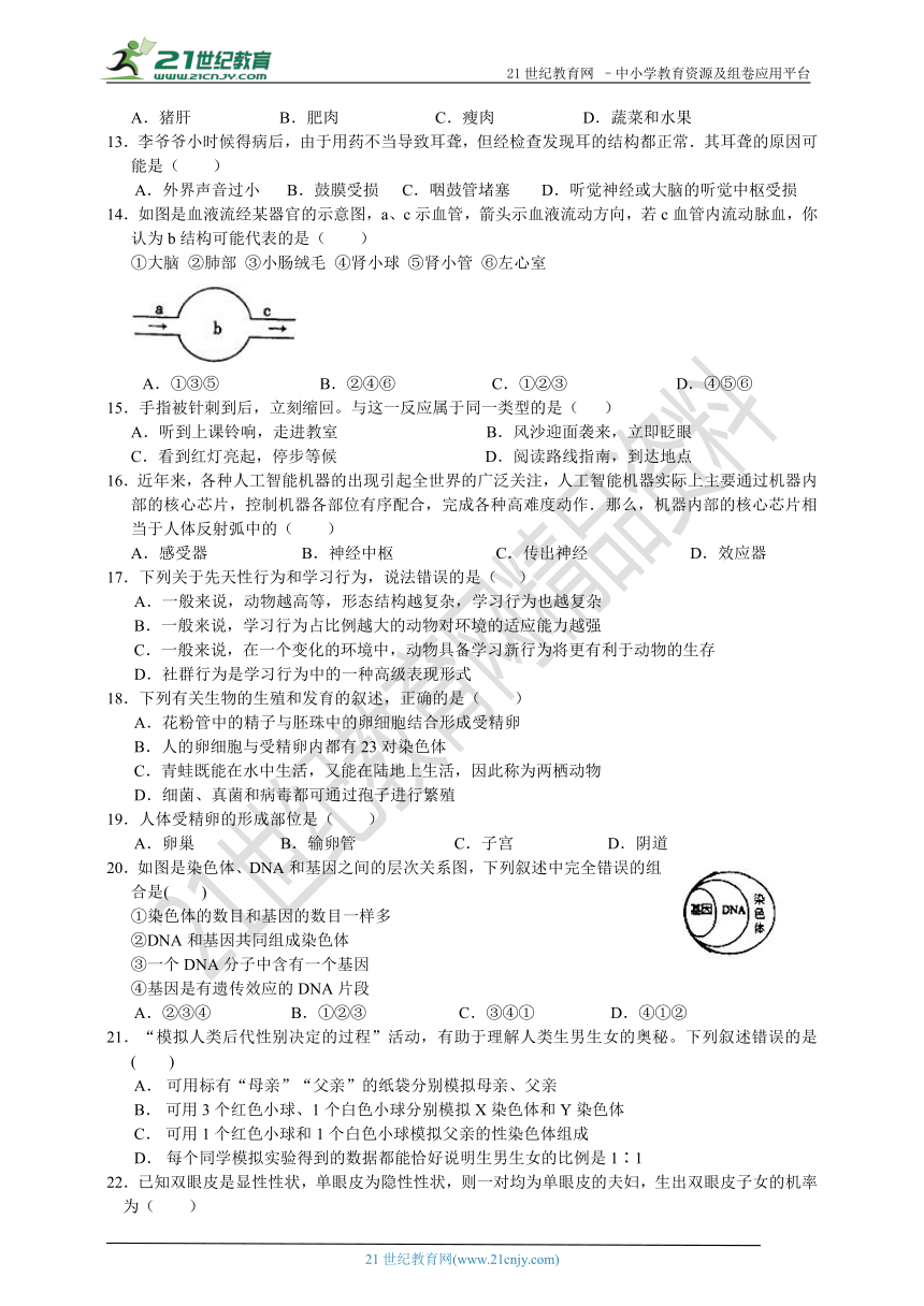 深圳市2018年初中学业水平模拟考试生物地理合卷（生物部分）（3）