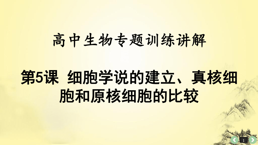 高中生物专题训练讲解5： 细胞学说的建立、真核细胞和原核细胞的比较