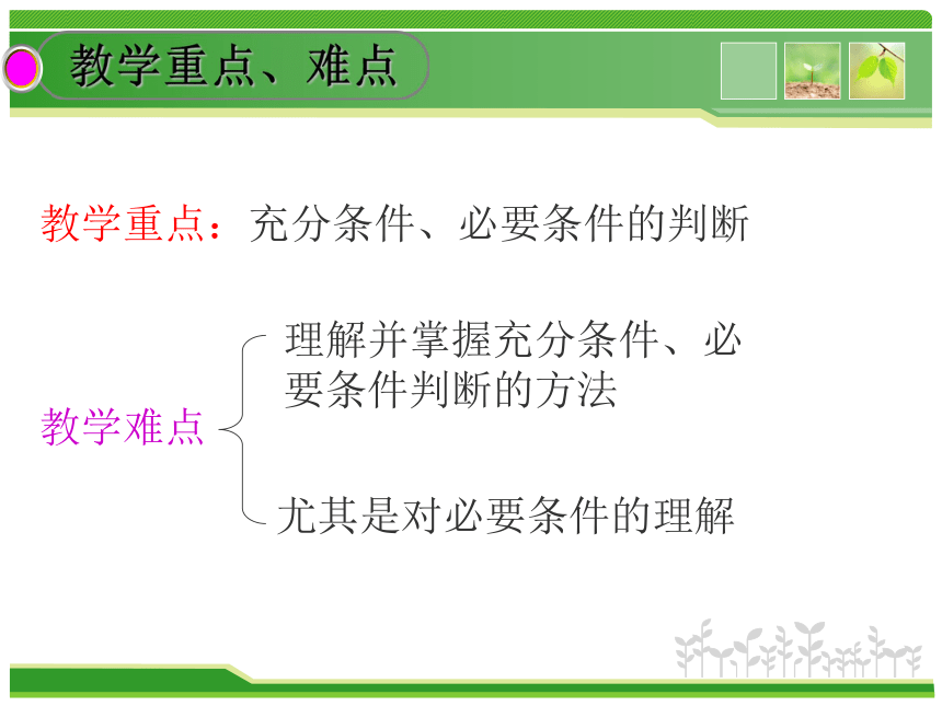 说课稿——充分条件必要条件(人教A版选修2-1第一章第二节)