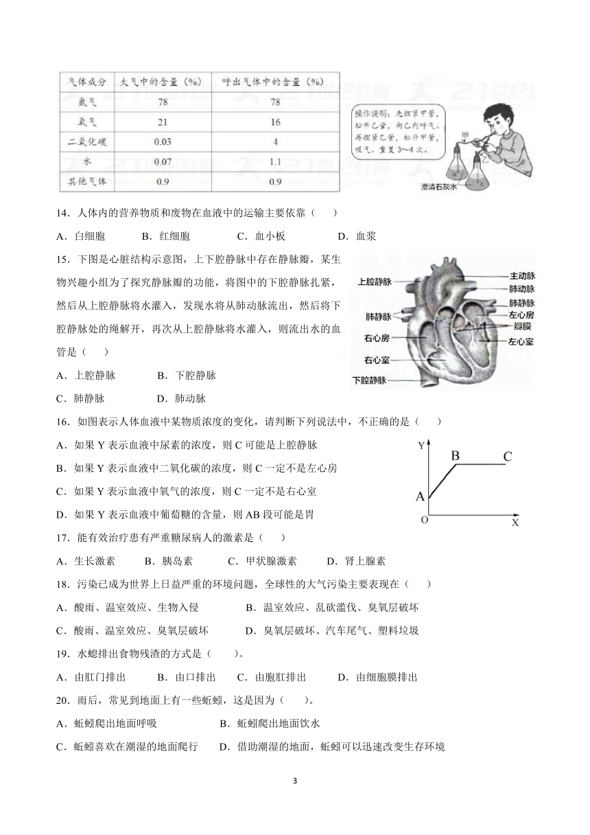 人教版八年级开学考试生物试题及答案