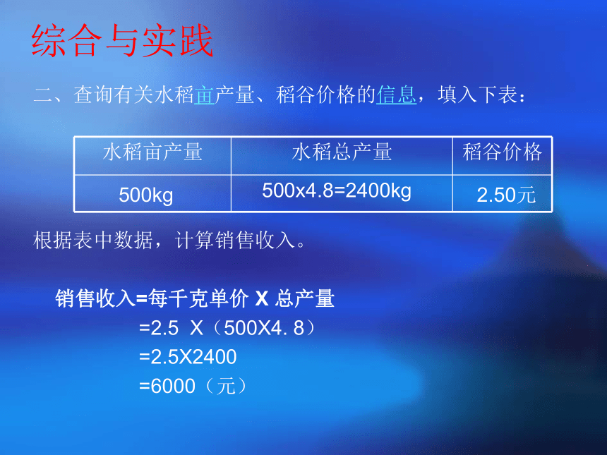 小学数学西师大版六年级下 4.4综合与实践 农田收入测算 课件（14页ppt）