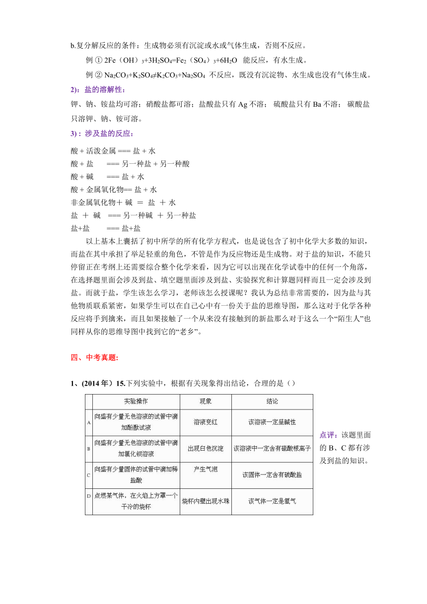  2014--2016年浙江省宁波市科学中考盐的考纲分析